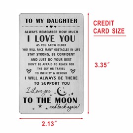 HYHYDHP To My Daughter Gifts Wallet Card, Daughter Gifts from Mum Dad, I Love You Daughter Cards, Daughter Christmas Ideas