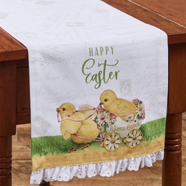 Park Designs Storybook Easter Chick White Table Runner 13" x 36" Park Designs Storybook Easter Chick White Table Runner, 13" x 36" Rectangular Decorative Dinner Mat for Country Chic Kitchen Table