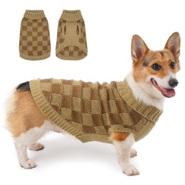 ThinkPet Medium Dog Sweater - Dog Christmas Sweaters for Medium Dogs Girl Boy - Dog Clothes Knitted Warm Soft for Cold Weather(Khaki,M)