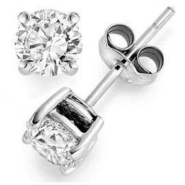 1/5 ctw Diamond Earrings Studs 4 Prong Basket Settings Friction Back 14K White Gold