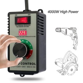 Electronic Speed Controller, Voltage Regulator AC Motor Snelheidsregelaar Speed Controller for Electric Fans with 10A Universal Socket AC 220 to 240 V 4000 W