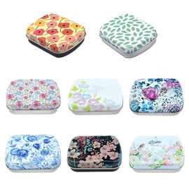 DEFIYEAR 8PCS Small Tin Boxes with Lids - Mini Rectangular Metal Tins, Portable Storage Boxes & Mini Tin for Jewelry Pills Coins Small Items, Lightweight Design for Travel and Organization