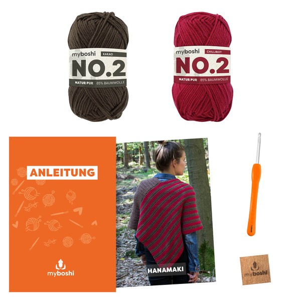 myboshi Hanamaki Poncho Crochet Set, Includes No. 2 Wool, Needle