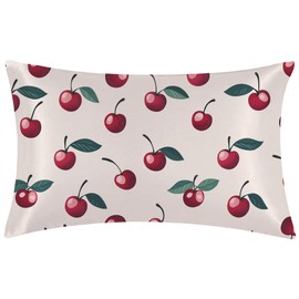 Red Cherries Satin Pillow Case Silk Satin Pillowcase 1Pack 20"X26"