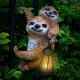 PkYbrkt Adorable Sloth Hanging Garden Statue Outdoor Decorative Sculpture, Solar Light Outdoor Waterproof, Garden Decorations Home Patio Yard Outdoor, Relaxed Sloth Gifts for Mom