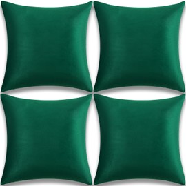 Yonous Cushion Covers, Soft Premium Velvet Decorative Throw Pillow for Sofa Bed Couch Chair, Set of 4, Green, 16 x 16 inch / 40 x 40 cm