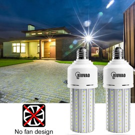 RIUVAO 2 Pack Corn Cob LED Light Bulb 500W Equivalent, 60W LED Corn Bulb 7500 Lumen Large Area Cool Daylight White E26/E27 Medium Base for Garage Backyard Bedroom Warehouse Factory Workshop Street