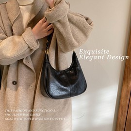 Small Hobo Bags for Women Crescent Retro Tote Handbags PU Leather Shoulder Bag 2025, White, Small