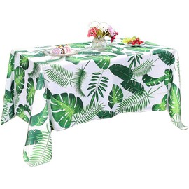 Eternal Beauty 132x178cm Recatngle Palm Leaf Indoor Outdoor Splashproof Tablecloth for Patio Garden Party and BBQ (52x70 Inch)