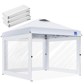 FANPAT 3Pcs Clear Canopy Sidewalls for 10x10 Pop Up Tent, Transparent Window Curtain Cloth, 8 Mil PVC Enclosure Fabric with Zipper, White (Not Including Frame and The top,Sidewalls ONLY)