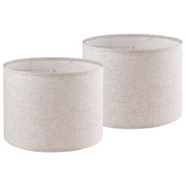 Lampshades Set of 2, Linen Drum Lamp Shades for Table Lamps & Floor Lamps 13 "Wide X 10 "High(Spider) Medium Modern Lampshade, Beige Replacement Lamp Shades