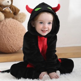 Weixinbuy - Disfraz de monstruo para niños y niñas, disfraz de Halloween para niños pequeños, disfraz de cosplay con capucha, traje de vestir ropa de invierno 2T 3T