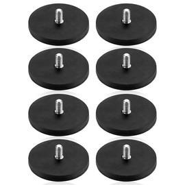 Riisoyu Pack of 8 Neodymium Magnets, Rubberised, Diameter 43 mm with M6 Internal Thread, Rubber Round Magnets with Thread, Strong Rubberised Magnets for Screwing on, Car Lights, Pot Magnet, Round