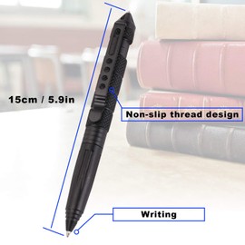 Fpxnb 2 Pack Military Tactical Pen Set with 6 Black Ballpoint Refills for Writing, Made of Tungsten Steel & Aluminum (Black & Silver)