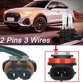 Micarun 2 Pin 3 Wires 9012 Halogen Bulb Inside Headlight Connector Wiring Harness Pigtail Plug Fit for Fiat 500 2012-2017 16GA 16AWG