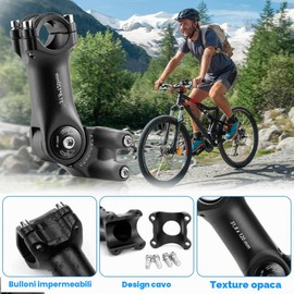 Aoreun Attacco Manubrio Regolabile ±60° per Bici, 31.8 mmx120 mm Manubrio MTB Attacco Manubrio, Prolunga Manubrio MTB, Manubrio Stelo Riser per la Maggior Parte di Mountain Bike, Bici da Strada