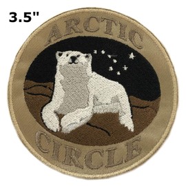 Arctic Circle Polar Bear 3.5" Embroidered Patch DIY Iron-on or Sew-on Decorative Vacation Travel Souvenir Applique Explore Wander Nature Wildlife Series Wolves Wildlife Hike Trek Camping National Park