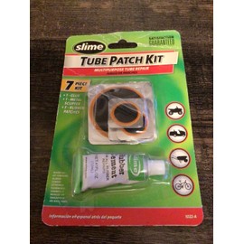 Slime 7-piece tube patch kit. / For bicycles, lawn mowers and wheelbarrows