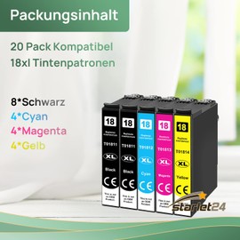 Starlet24 18XL 18 Multipack Compatible Replacement for Epson 18XL 18 Printer Cartridges for Epson XP-305 XP-215 XP-225 XP-412 XP-422 XP-325 XP-312 XP-315 XP-205 XP-415 XP-425 Printers, Pack of 20