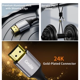 Micro HDMI to HDMI Cable 8 FT, High Speed Full HDMI to Micro HDMI Cable, Support 4K@60Hz HDR ARC, Compatible with GoPro Hero, Sport Camera, Raspberry Pi 4, Sony Camera, Nikon, Yoga