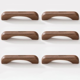 AENZOOY 6 Pack Walnut Wood 3.78 Inch (96 mm) Wood Kitchen Pulls Cabinets Furniture Pull for Dresser Wardrobe Cupboard Drawer Knobs