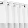 Curoayood no Hook Waffle White Shower Curtain,Mesh Window Top with
