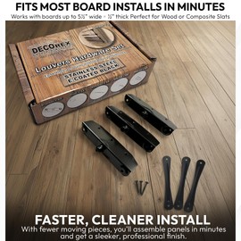 Decorex Hardware Heavy Duty Stainless Steel Louvers Hardware Kit - Black E-Coated Outdoor Shutter System for Pergolas & Privacy Screens Complete DIY Set (22 Brackets + 10 Actuators + Screws) - DHLH-02