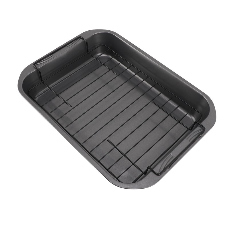 Roast Pan with Rack Rectangle Broiling Pan Carbon Steel Iron
