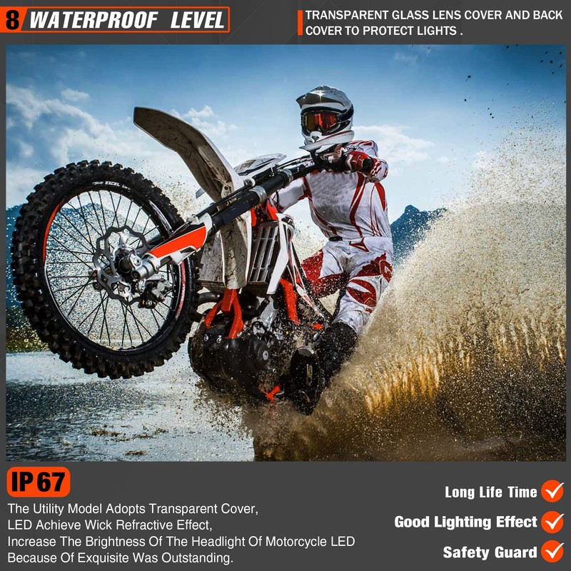fewfuss Universal Dirt Bike LED Head Lamp - Motorcycle LED