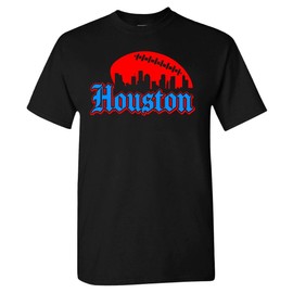 Xtreme Apparrel Houston Football Skyline Men's Fan T-Shirt (Black Shirt, S)