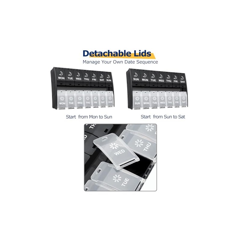 Mossime XL Pill Organizer 2 Times a Day, 7 Day