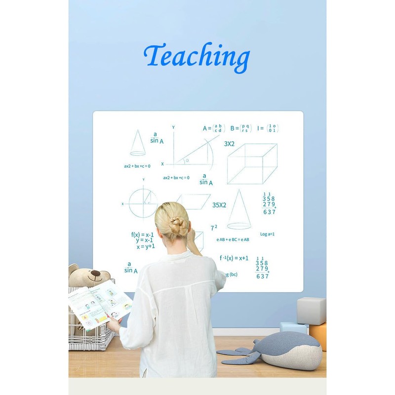 48" x 100" Dry Erase Whiteboard Wall Decal, Stick and