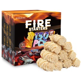 Shwuevei 130 pcs Fire Starter - Natural Fire Starters for Fireplace, Pellet Stove & Wood, Fire Pit, BBQ, Chimney, Pizza Oven - Fire Starters for Grill, Charcoal Starter, Tumbleweeds Fire Starter