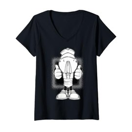 Womens Cartoon Chef Character With Thumbs Up For Kids V-Neck T-Shirt