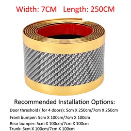 ETOPARS Car Door Sill Protector Strips Carbon Fiber Gold Auto Bumper Guard Scratch Protection Sticker Trim Threshold Anti Scratch 2.5m*7cm