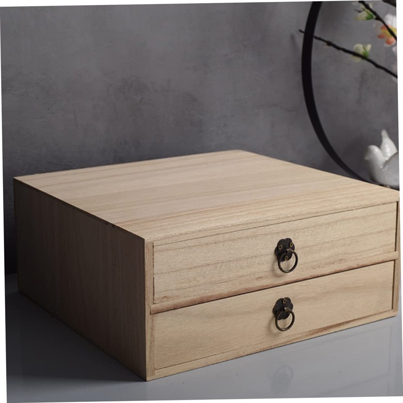 Cabilock Wooden Box Drawer Sundries Organizer Container Multipurpose Desktop Box