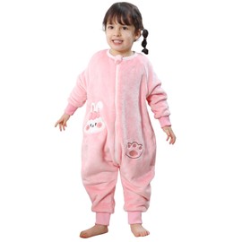Thermal Pyjamas Children's Sleeping Bag Winter Baby With Feet Snooze Bag Winter Sleeping Bag With Sleeves Warm Lined Baby Sleeping Bag Sleeping Romper Boys Girls Unisex Pyjamas, rose rabbit