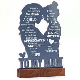 Christmas Gifts for Mum, Birthday Gifts for Mom from Daughter, Heartfelt Gifting Meaningful Sentimental Gift for Mother's Day from Daughter Acrylic Hug Sign - Daughter's Tribute to Mom (Mum gift)