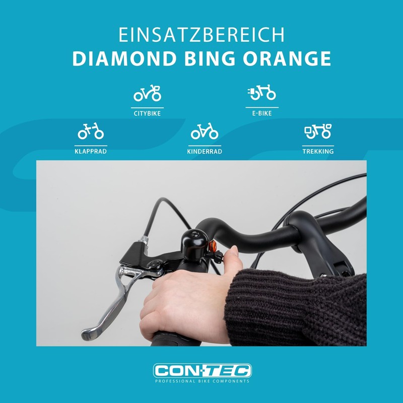CONTEC Diamond Bing Bike Bell 22.2mm Diameter Standard Handlebar Mount