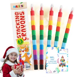 Magicat Stackable Wax Crayons | Note 1.3 for the Test Angel | 60 Pieces in 12 Festive Colours | Ideal for Advent Calendar 2024, Santa Stocking & Children's Birthday | Creative Party Bag