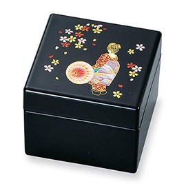 Mitani M16977-5 Yamanaka Lacquerware Storage Box, Black, 3.1 inches (8 cm), Yamanaka Lacquerware, Maiko, Princess, Small Box