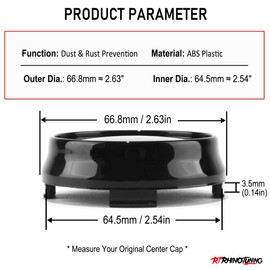 RhinoTuning x4 Wheel Center Cap OD 66.8mm ID 64.5mm Hub Centre Caps 2.63in Wheel Hub Cap ABS Wheel Caps(Glossy Black)
