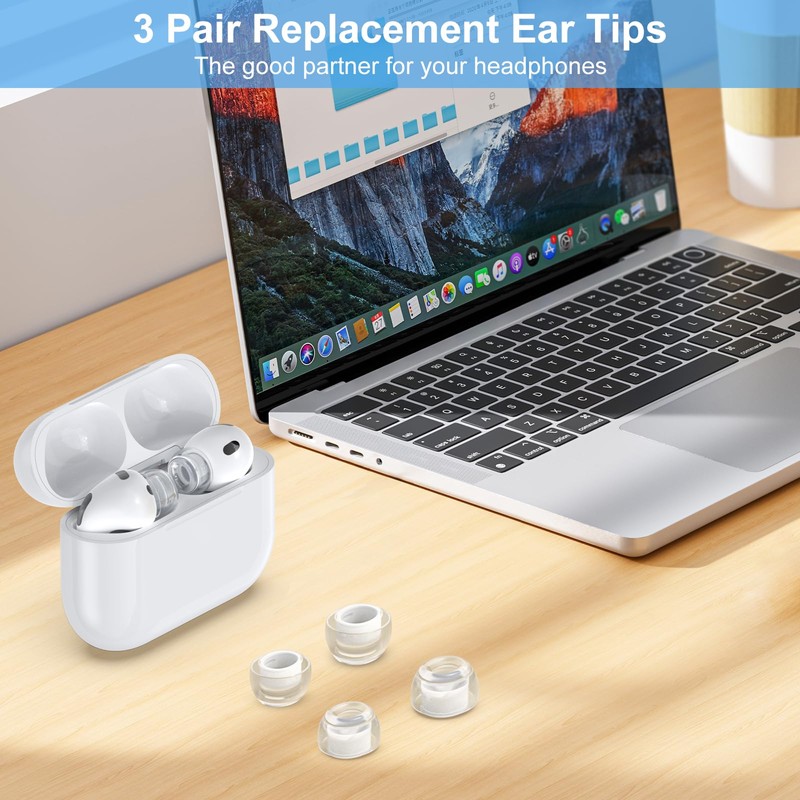 Replacement Ear Tips Compatible with AirPods Pro 3 (3 Pairs,S/M/L,Clear)
