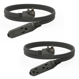 EP - Cable de extensión de 3 pies con enchufe plano, 3 puntas a tierra, 16/3 SPT-3 cable de alimentación para uso en interiores, gris, paquete de 2