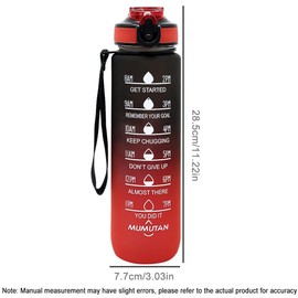 WATMHHJQ 23oz Sports Water Bottle Outdoor, with Drinking Time and Capacity Labels, Sport Water Cups with Straw,BPA Free Leak Proof,for Fitness Gym Running Climbing(32oz Black red)