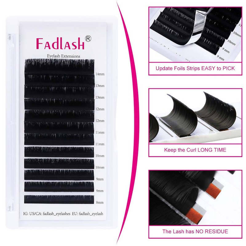 Easy Fan 0.05 mm-L-Mix 8–14 Self-Fanning Eyelashes, Volume Eyelashes, 0.05