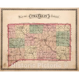 Historic Map : County Atlas Map, Franklin County, Indiana. 1882 - Vintage Wall Art - 24in x 20in