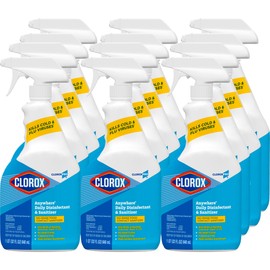 CloroxPro Anywhere Daily Disinfectant and Sanitizer, No-Rinse Food Contact Sanitizer, 32 Fluid Ounces, Pack of 12