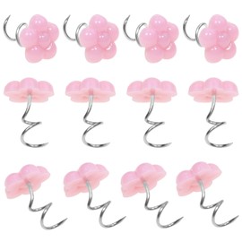 Mini Skater Pink Flower Head Bed Skirt Pins Upholstery Tacks Decorative Sheet Skirt Tacks Upholstery Twist Pins for Bedskirt, Slipcovers, Headliner, Bedding, Home Decor, and Furniture (Set of 50)