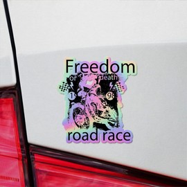 Holographic Decal Stickers of Freedom Or Death Premium Waterproof Vinyl Decal Stickers for Laptop Phone Accessory Helmet Car Window Mug Tuber Cup Door Wall Decoration NVCVER3g24072HO